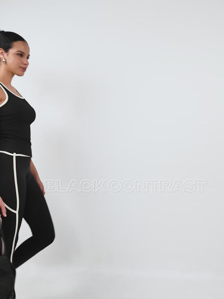 Black Contrast Tank Us Later Top