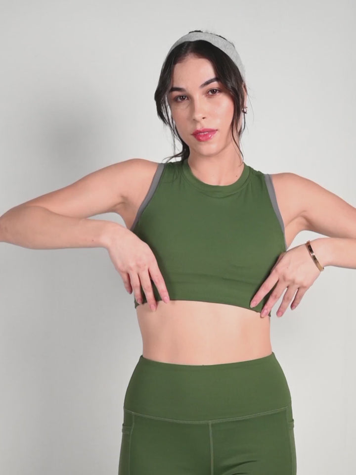 Olive In-Vest Sports Bra