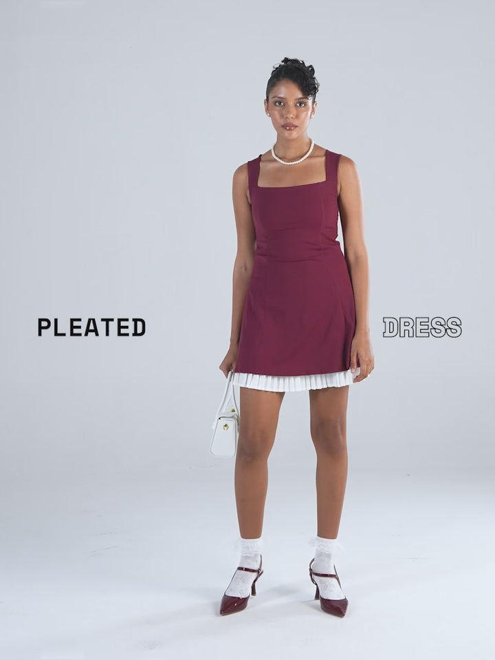 Cherry Pleated Mini Dress