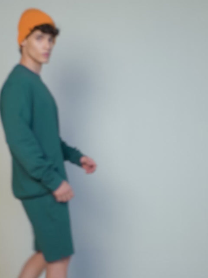 Green Cotton Leisure Shorts