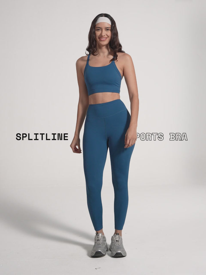 Blue Splitline Sports Bra