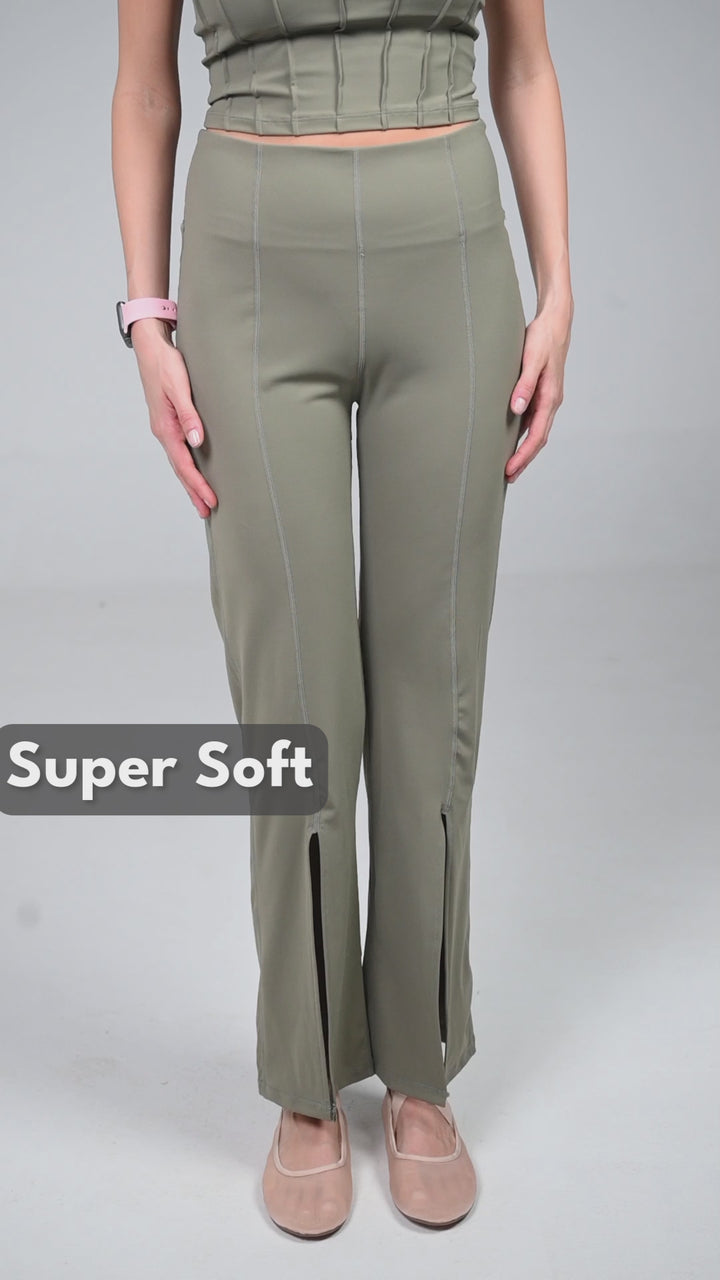 Olive Retro Flare Pants