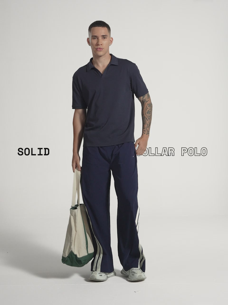 Navy Solid Collar Polo