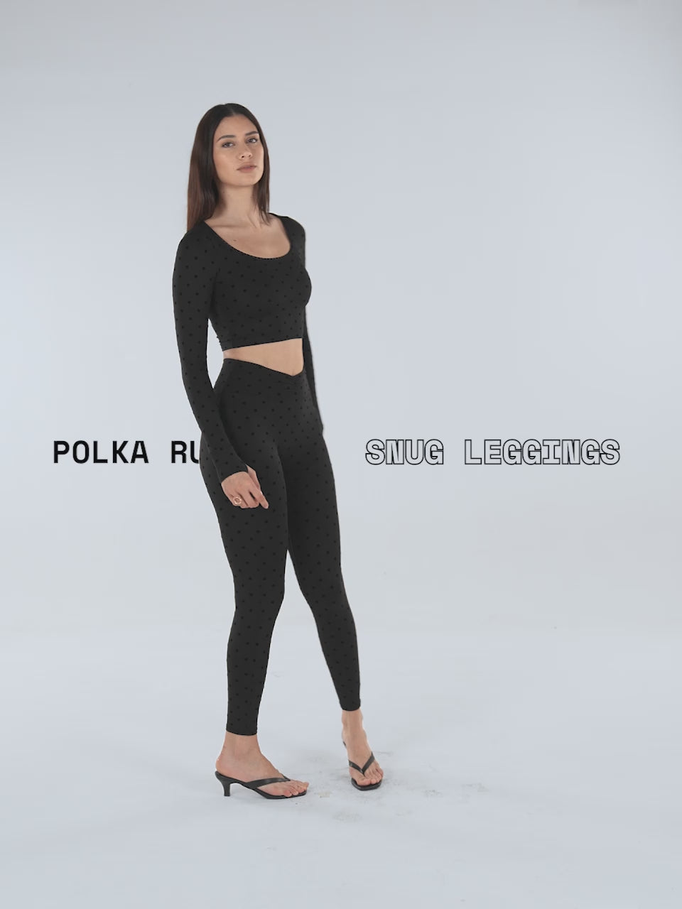 Black Polka Ruched Snug Leggings