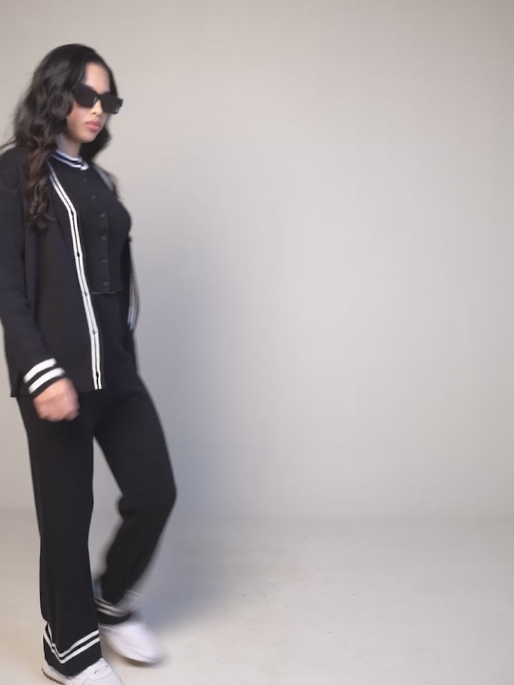 Black Rib-knit Trousers