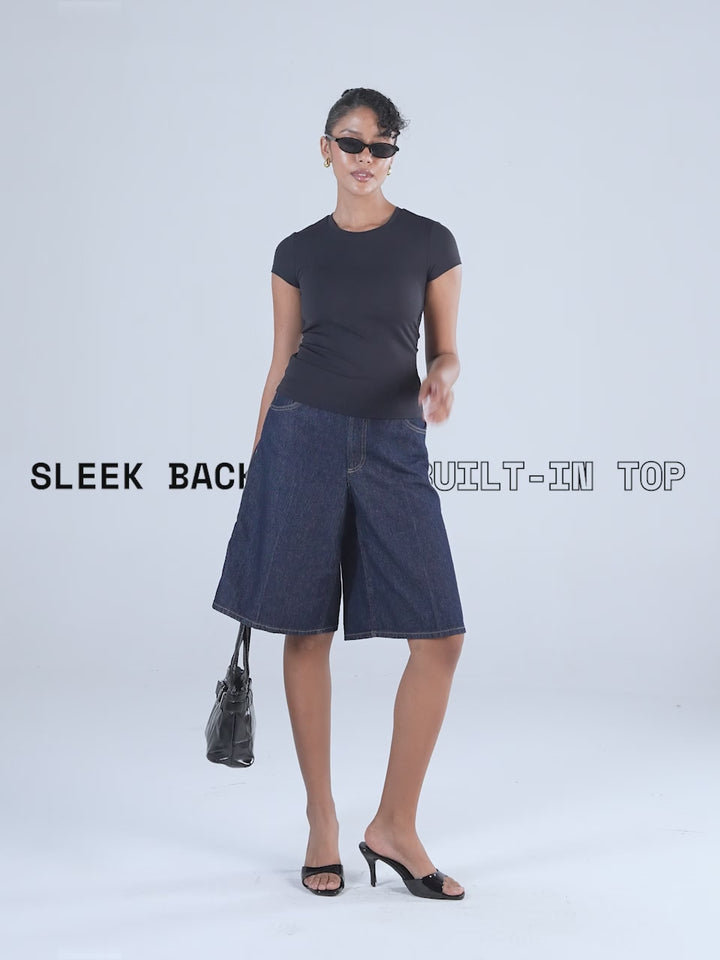 Black Sleek Backless Built-in Top