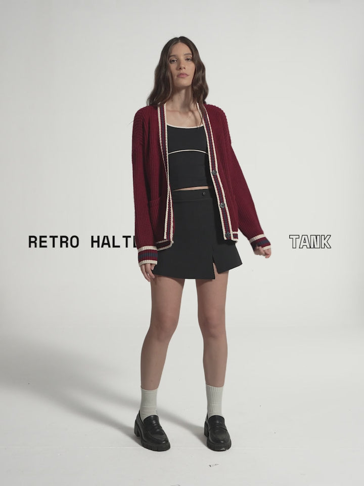 Black Retro Halterneck Tank