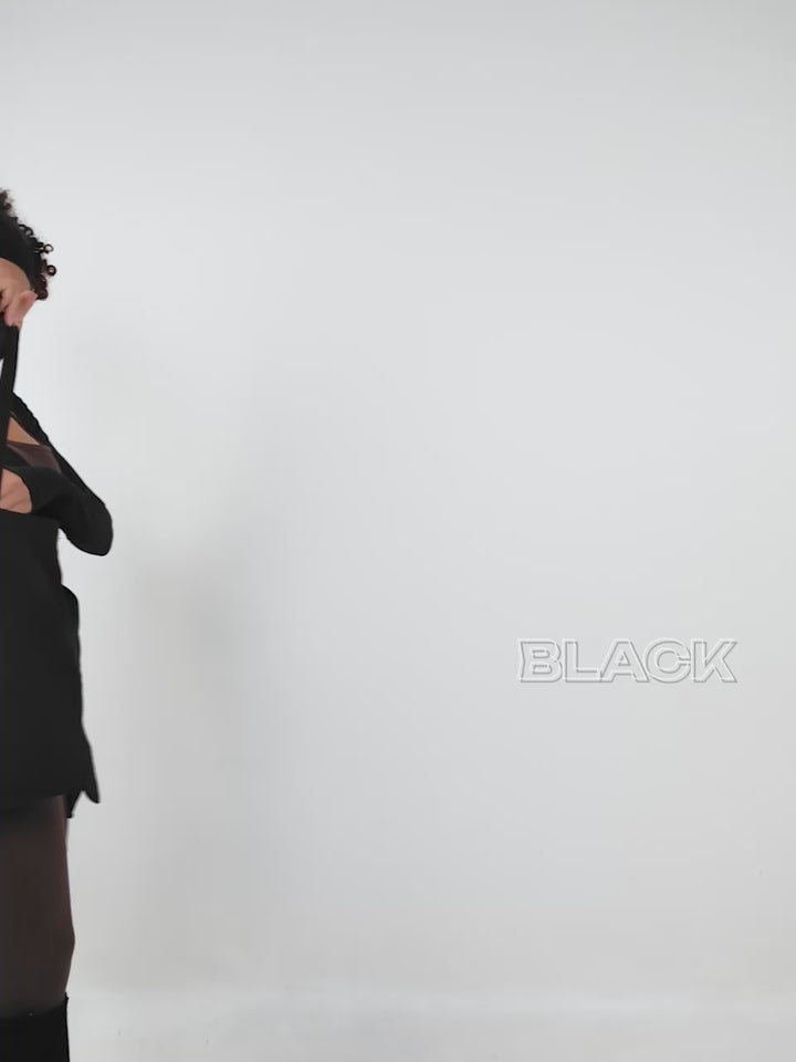 Black Cotton Wrap Top