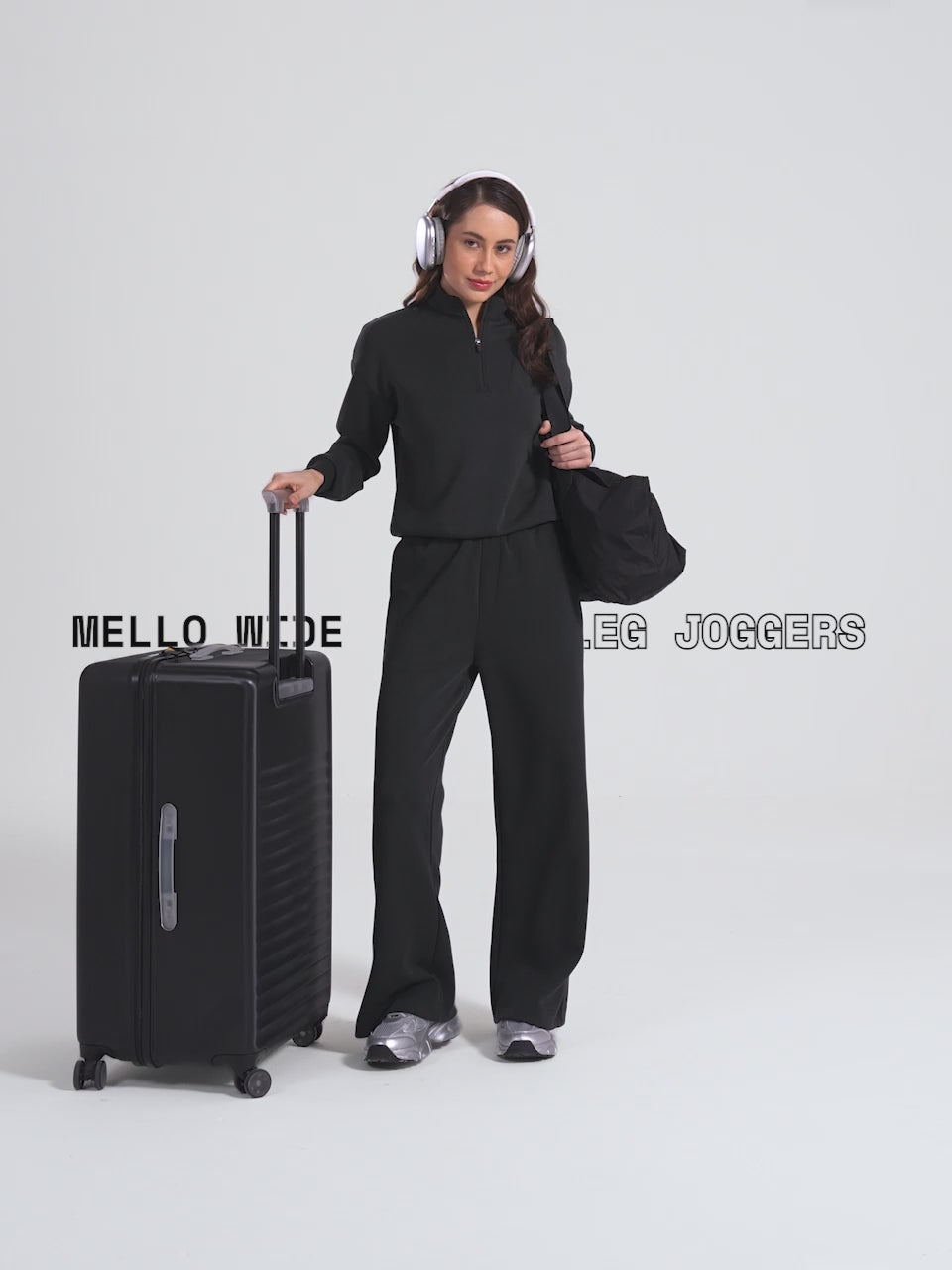 Black Mello Wide Leg Joggers - Women
