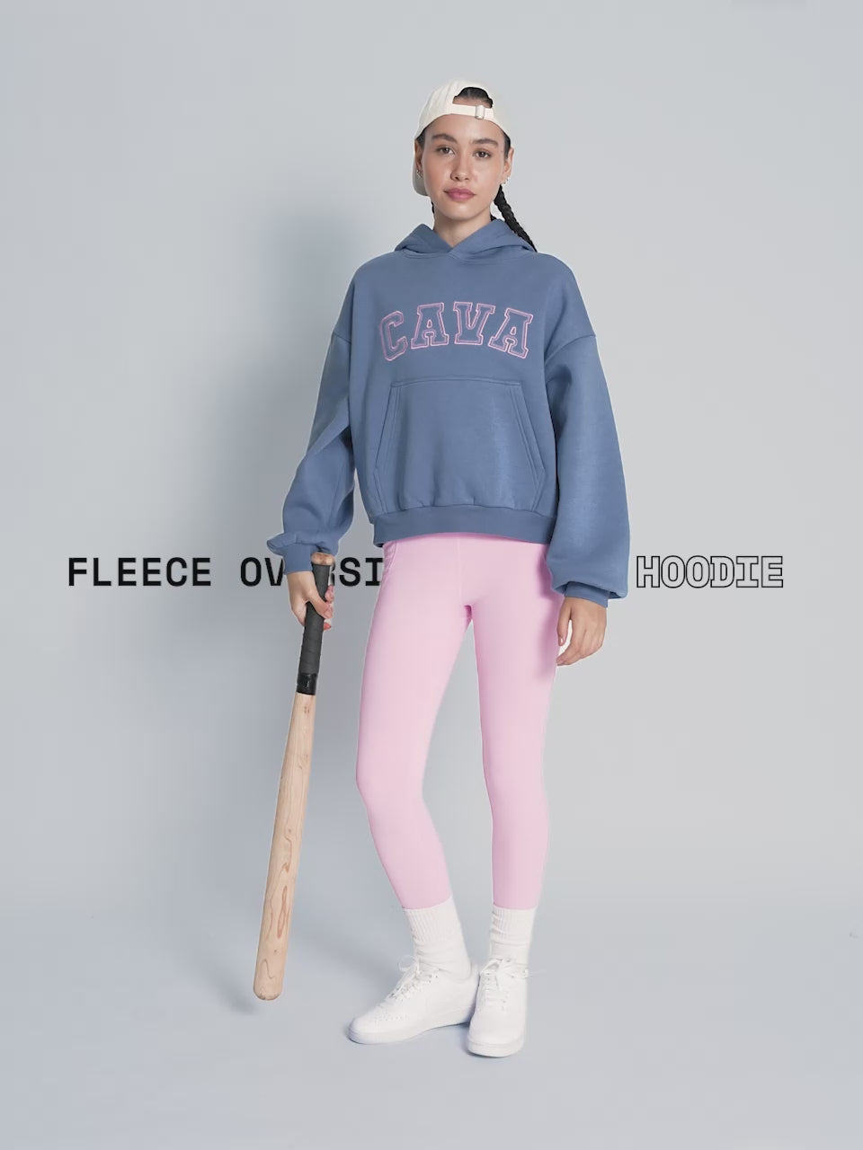 Blue Fleece Oversized Hoodie
