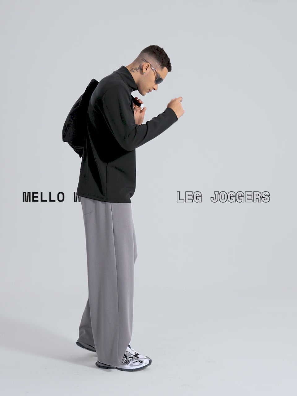 Grey Mello Wide Leg Joggers - Men