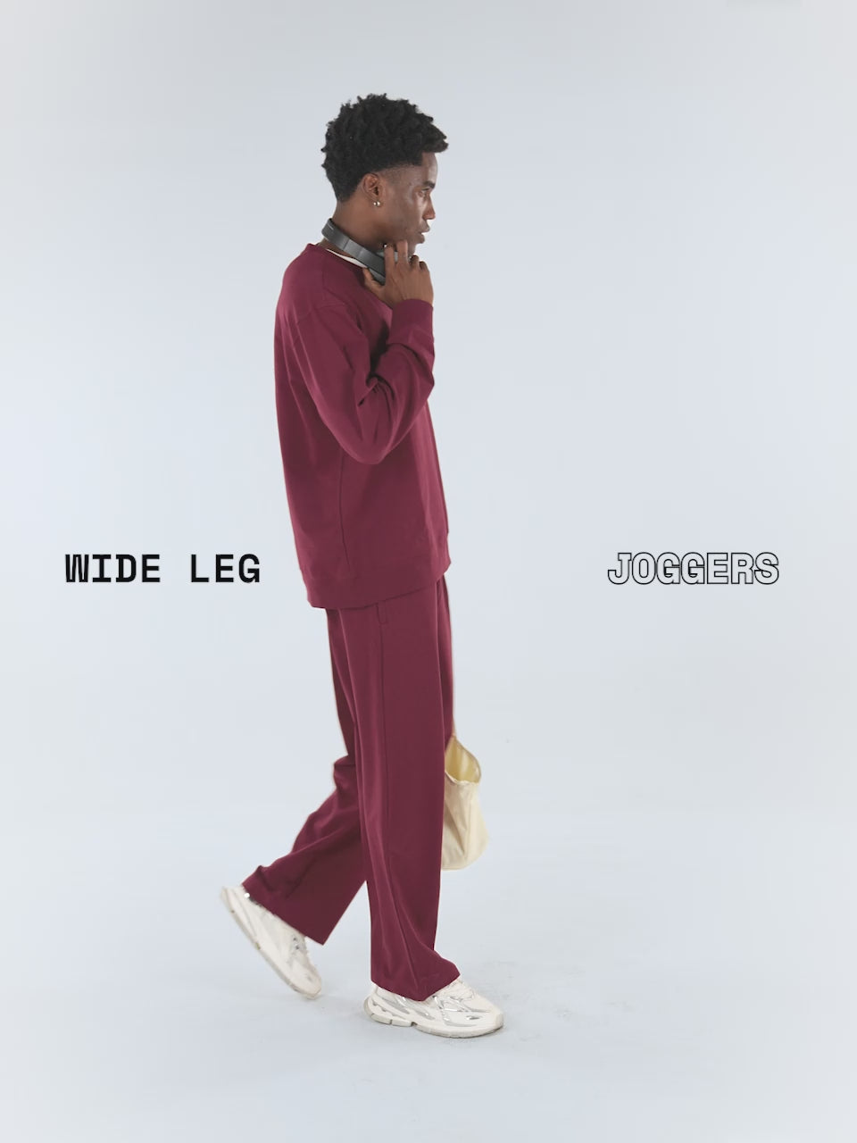 Maroon Wide Leg Joggers