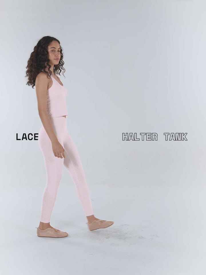 Blush Lace Trim Halter Tank