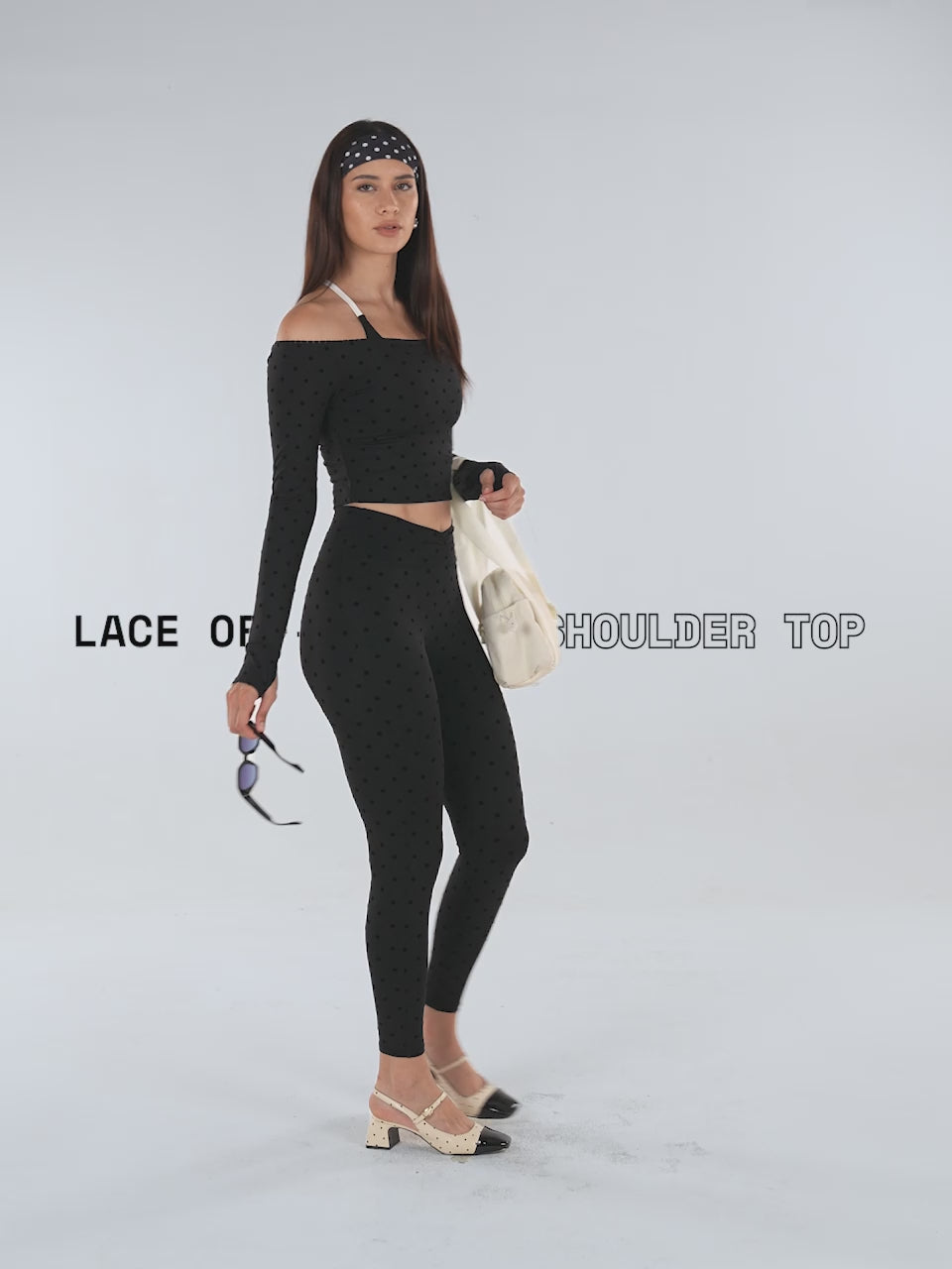 Black Polka Lace Off-Shoulder Top