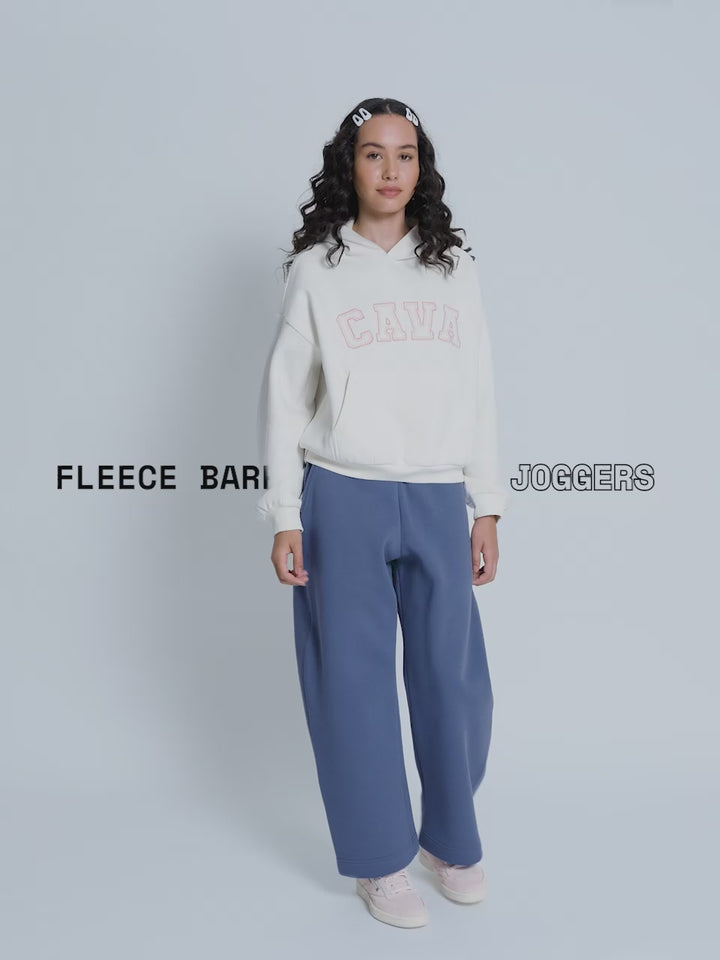 Blue Fleece Barrel Joggers