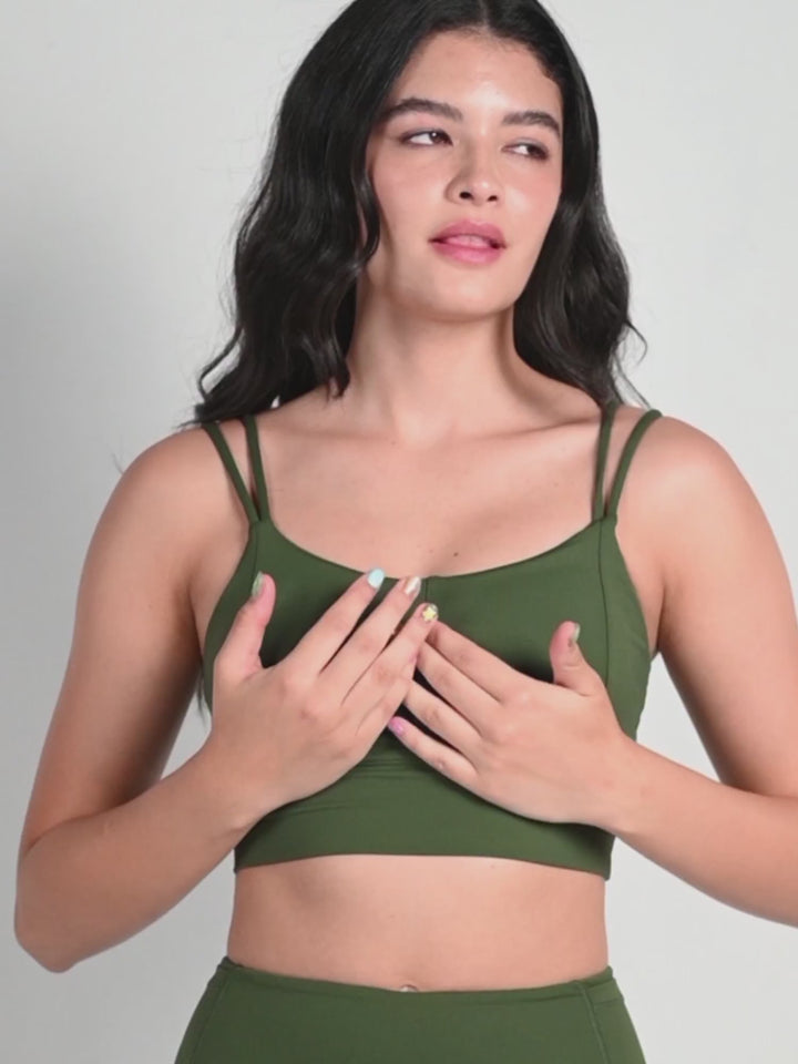 Olive Twin Strap Sports Bra