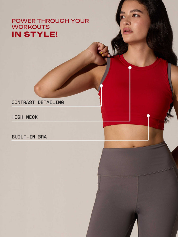 Red In-Vest Sports Bra