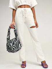 Arctic White Straight Leg Slit Joggers CAVA athleisure