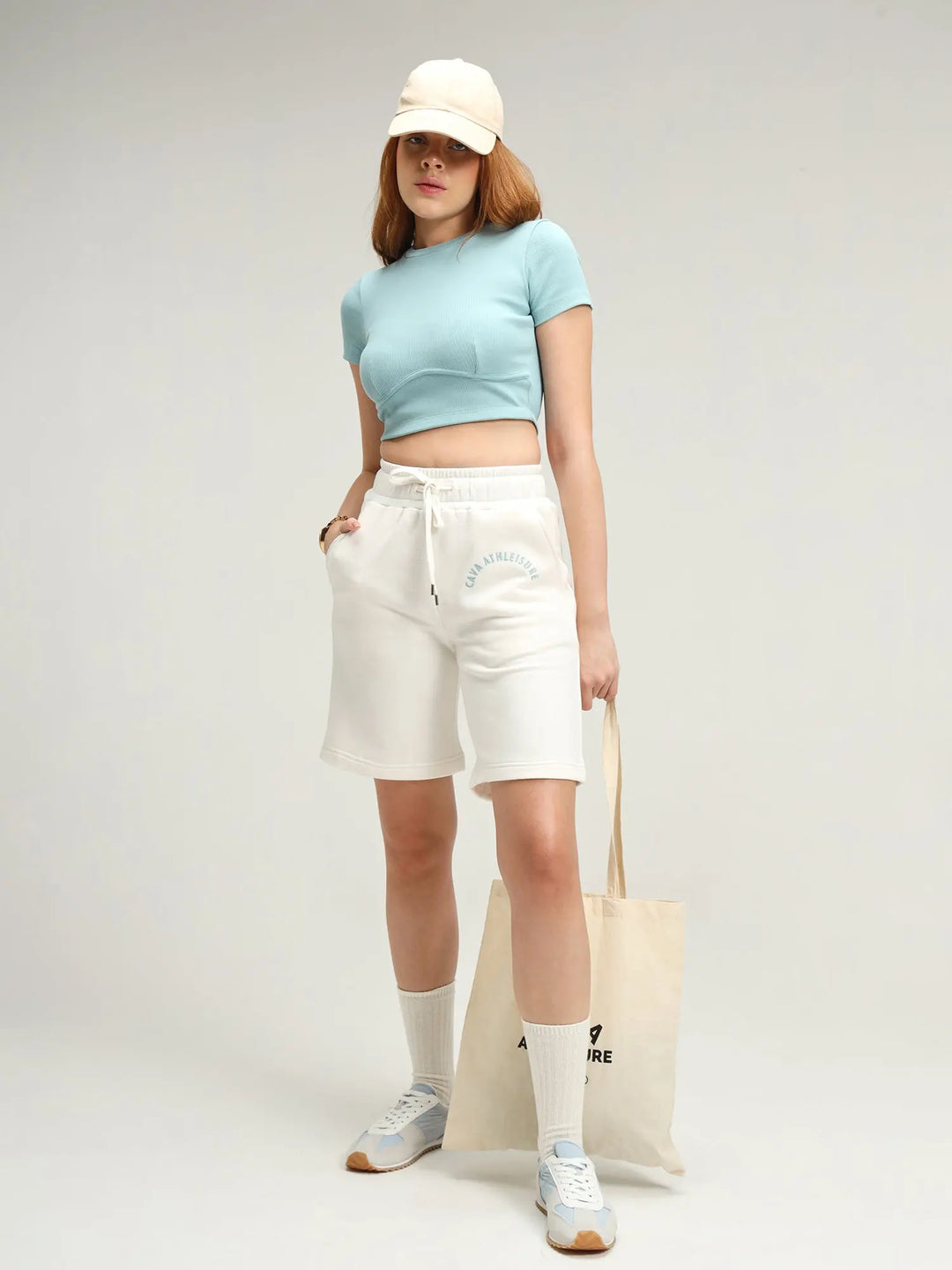 Athens Blue Top and White Shorts Set CAVA athleisure