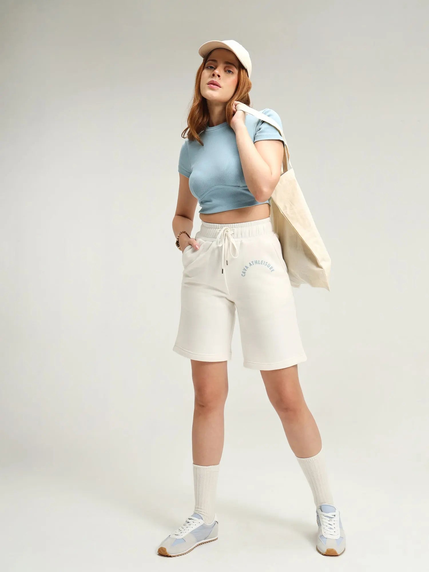 Athens Blue Top and White Shorts Set CAVA athleisure