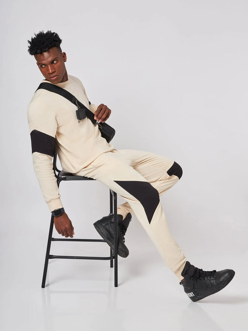 Beirut Beige and Black Patchwork Joggers CAVA athleisure