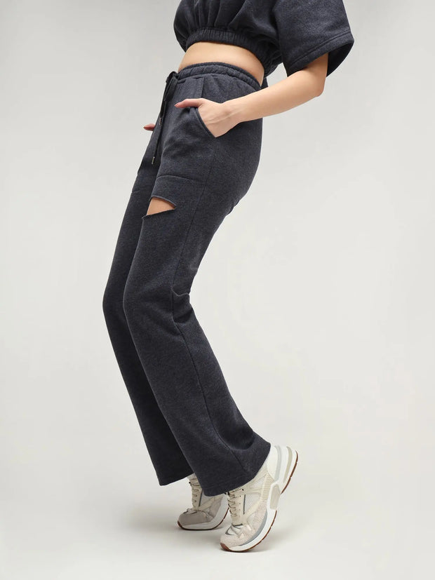 Berlin Grey Straight Leg Slit Joggers CAVA athleisure