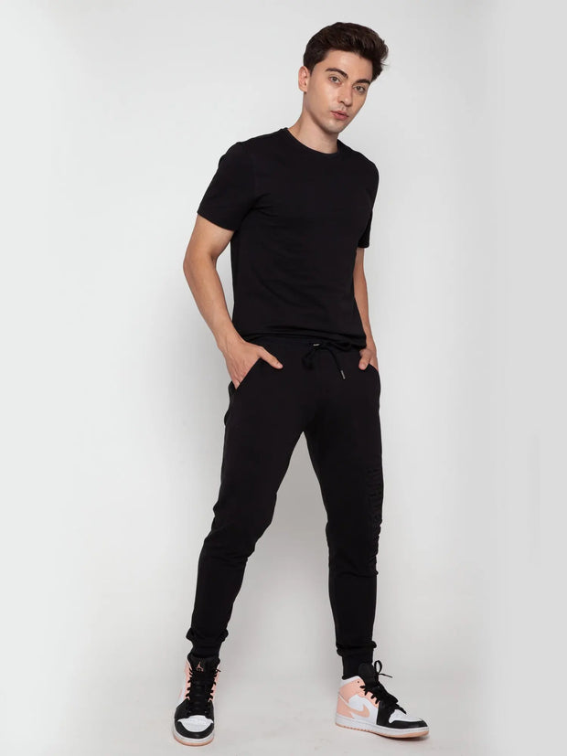 Black Athleisure Embossed Jogger CAVA athleisure