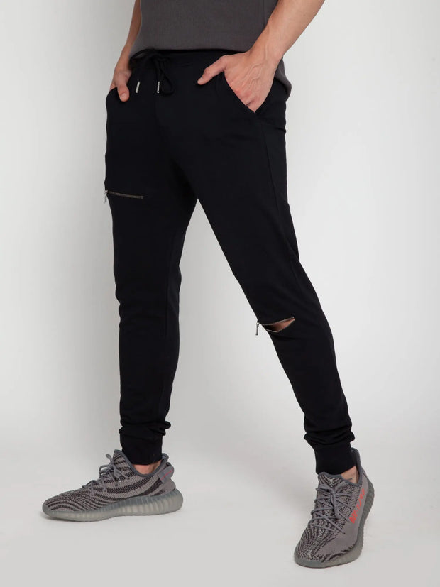 Black Tapered Zip Joggers CAVA athleisure