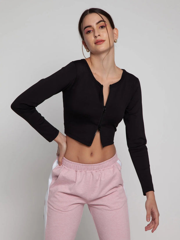 Black Two-way Zip Top CAVA athleisure