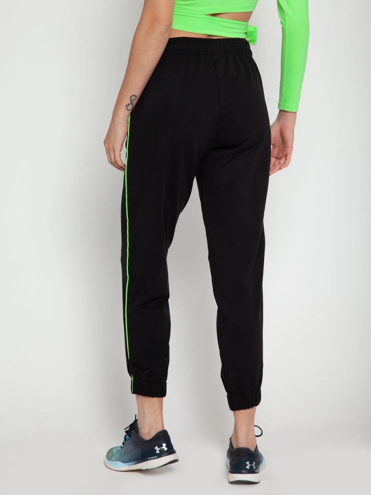 Black with Neon Green stripe Jogger CAVA athleisure CAVA Athleisure Pvt Ltd