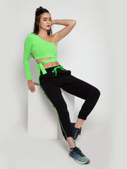 Black with Neon Green stripe Jogger CAVA athleisure
