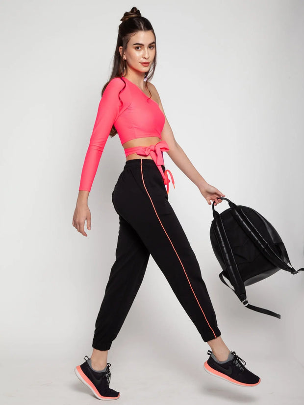 Black with Neon Pink stripe Jogger CAVA athleisure