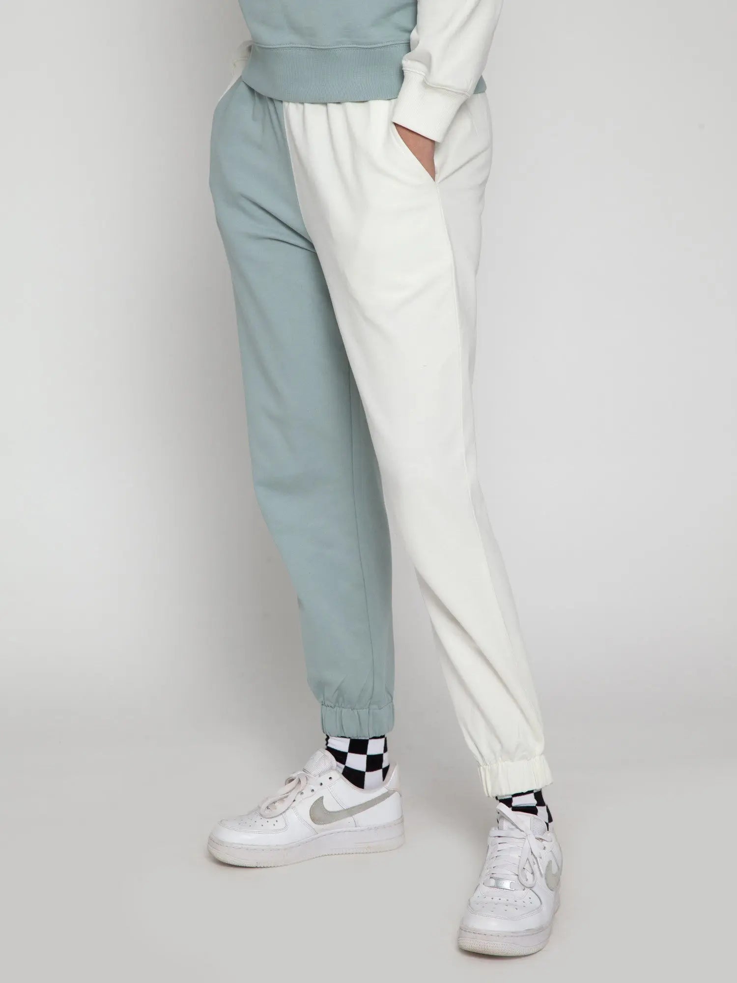Blue Cream Split Joggers CAVA athleisure CAVA Athleisure Pvt Ltd