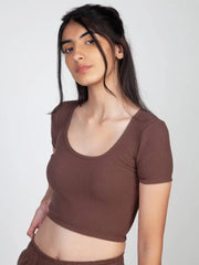 Chocolate Ribbed Crop top CAVA athleisure