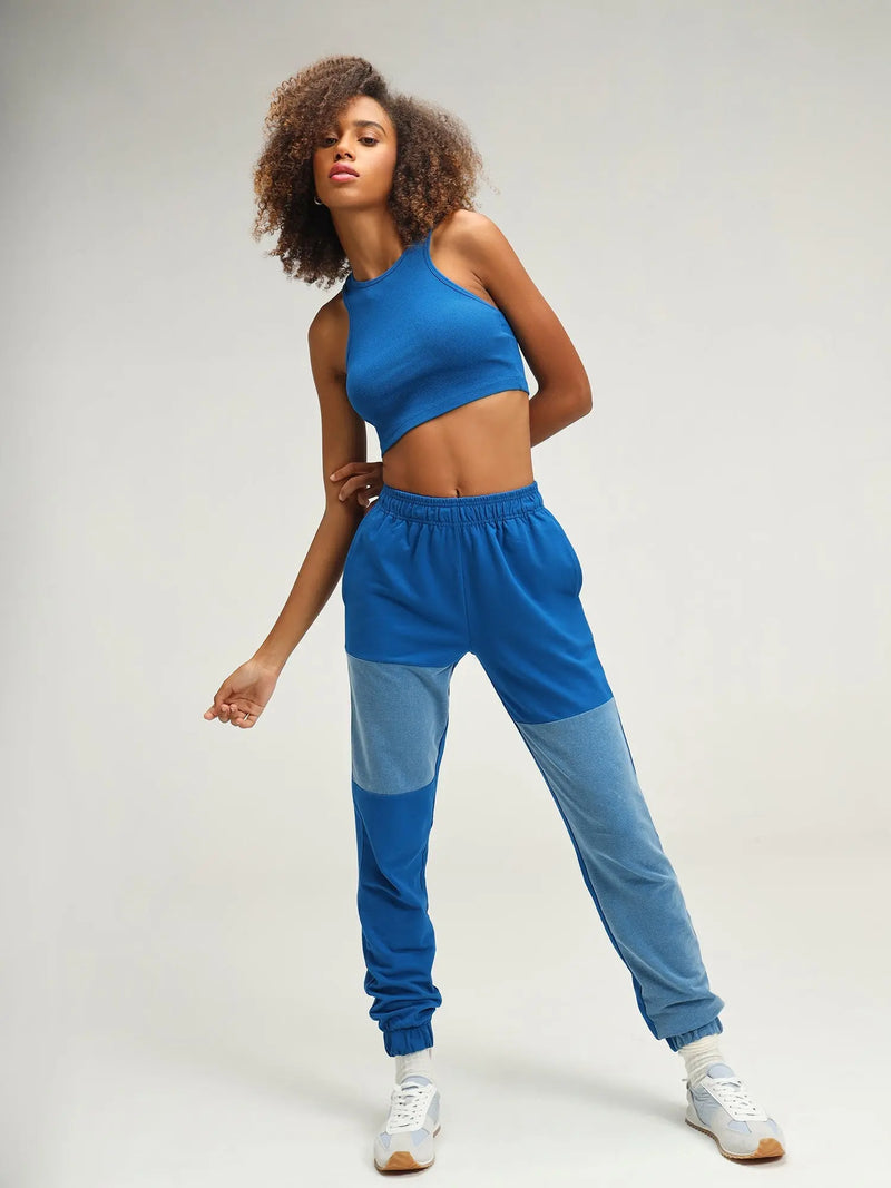 Dallas Blue Ribbed Crop Top CAVA athleisure
