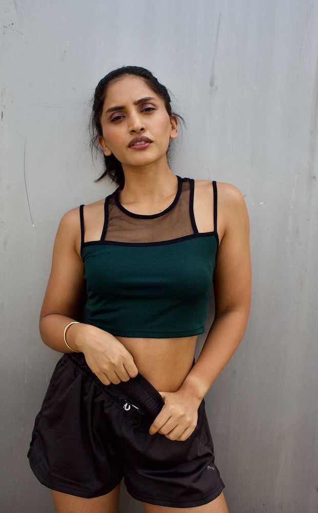 Green & Black Net Crop Top CAVA athleisure