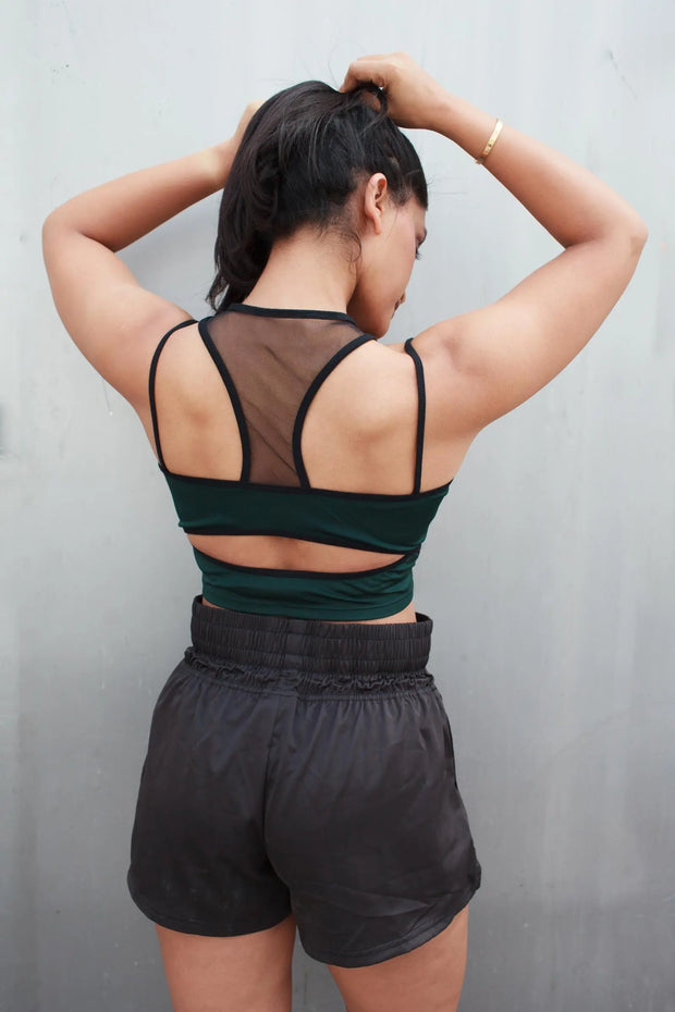 Green & Black Net Crop Top CAVA athleisure
