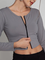 Grey Two-Way Zip Top CAVA athleisure