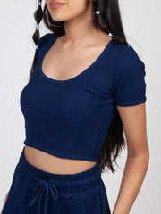 Navy Ribbed Crop Top CAVA athleisure