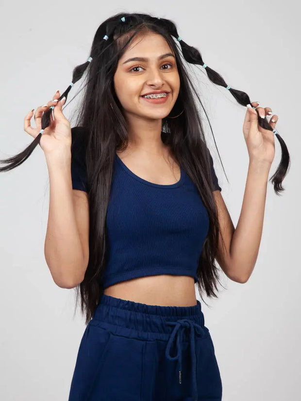 Navy Ribbed Crop Top CAVA athleisure