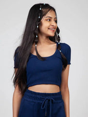 Navy Ribbed Crop Top CAVA athleisure