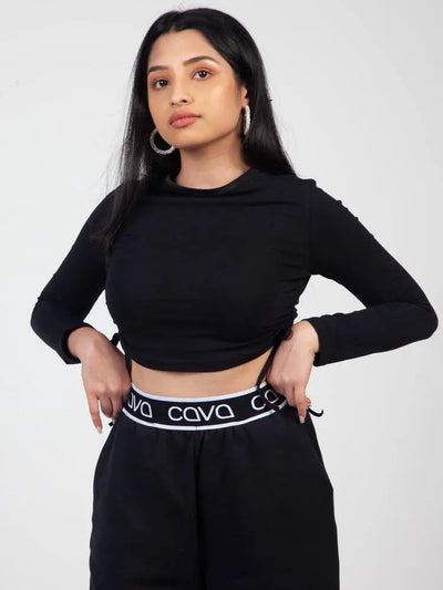 Noir Black Drawstring Top CAVA athleisure