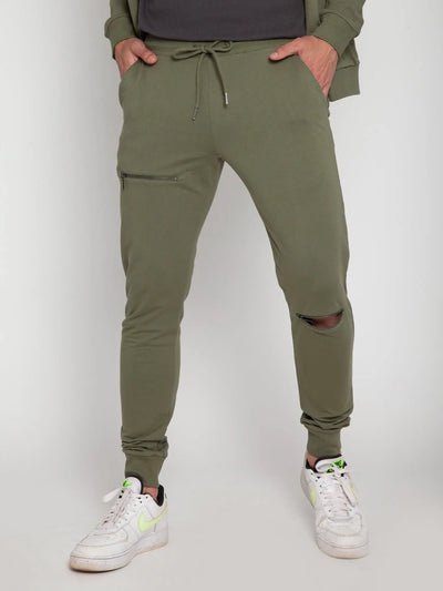 Olive Green Tapered Zip Joggers CAVA athleisure