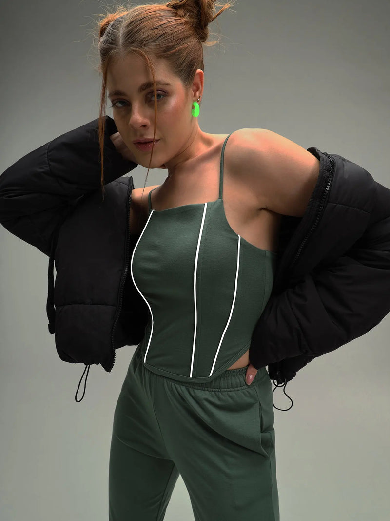Shanghai Green Reflex Corset Top CAVA athleisure