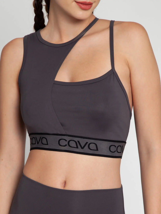 Twilight Grey Asymmetrical Sports Bra CAVA athleisure