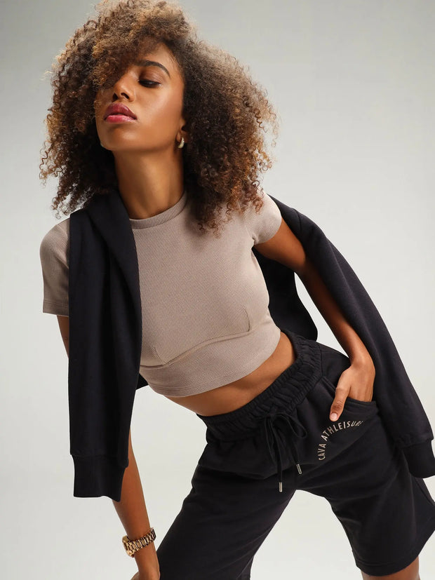Vienna Mocha Snug Crop Top CAVA athleisure