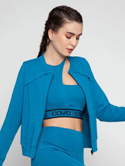 Wave Blue Asymmetrical Sports Bra CAVA athleisure