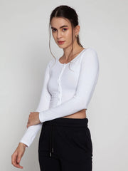 White Henley Crop Top CAVA athleisure