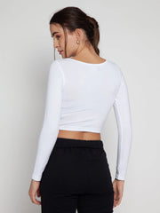 White Henley Crop Top CAVA athleisure